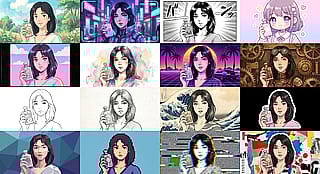 Tried generating one character across multiple art styles'