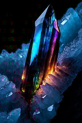 Material Study: Prismatic light dispersion inside fractured obsidian. [Prompt Included]'