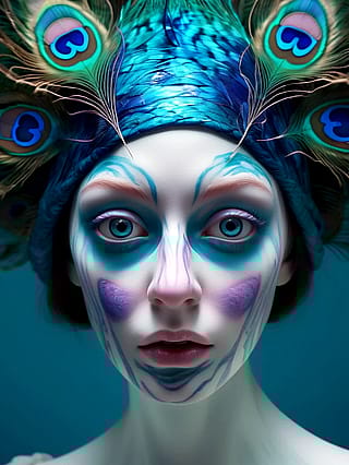 Blue feathered gaze in silence'