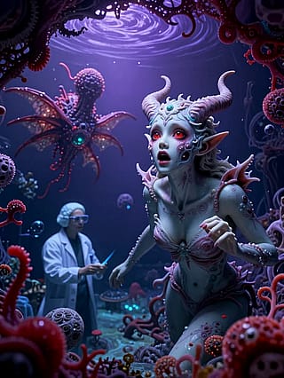 Cobalt whispers between horned eyes and white coat'