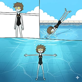 Kinoel divining in to pool'