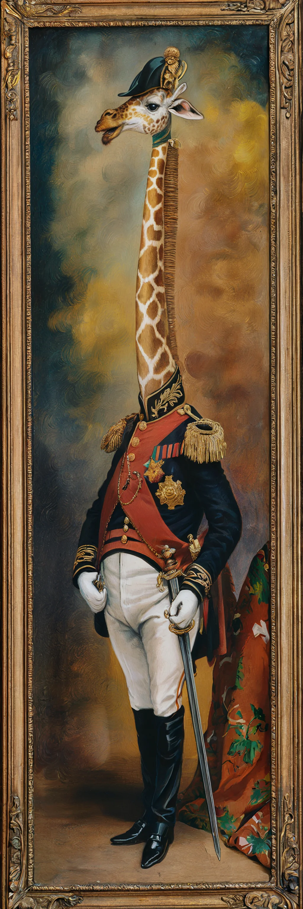 The Giraffe General in Regal Attire picture 1 of 1