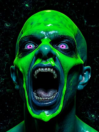 Green glow, vein‑woven fury'