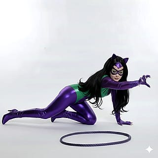 Catwoman on a roof'