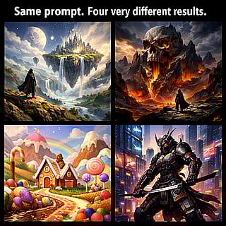 Same prompt. Four very different results'