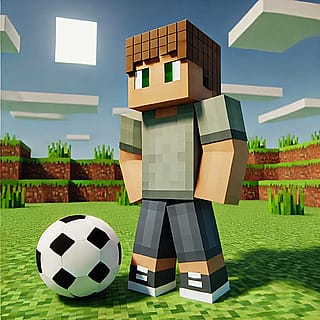 Minecraft avatar with a soccer ball'