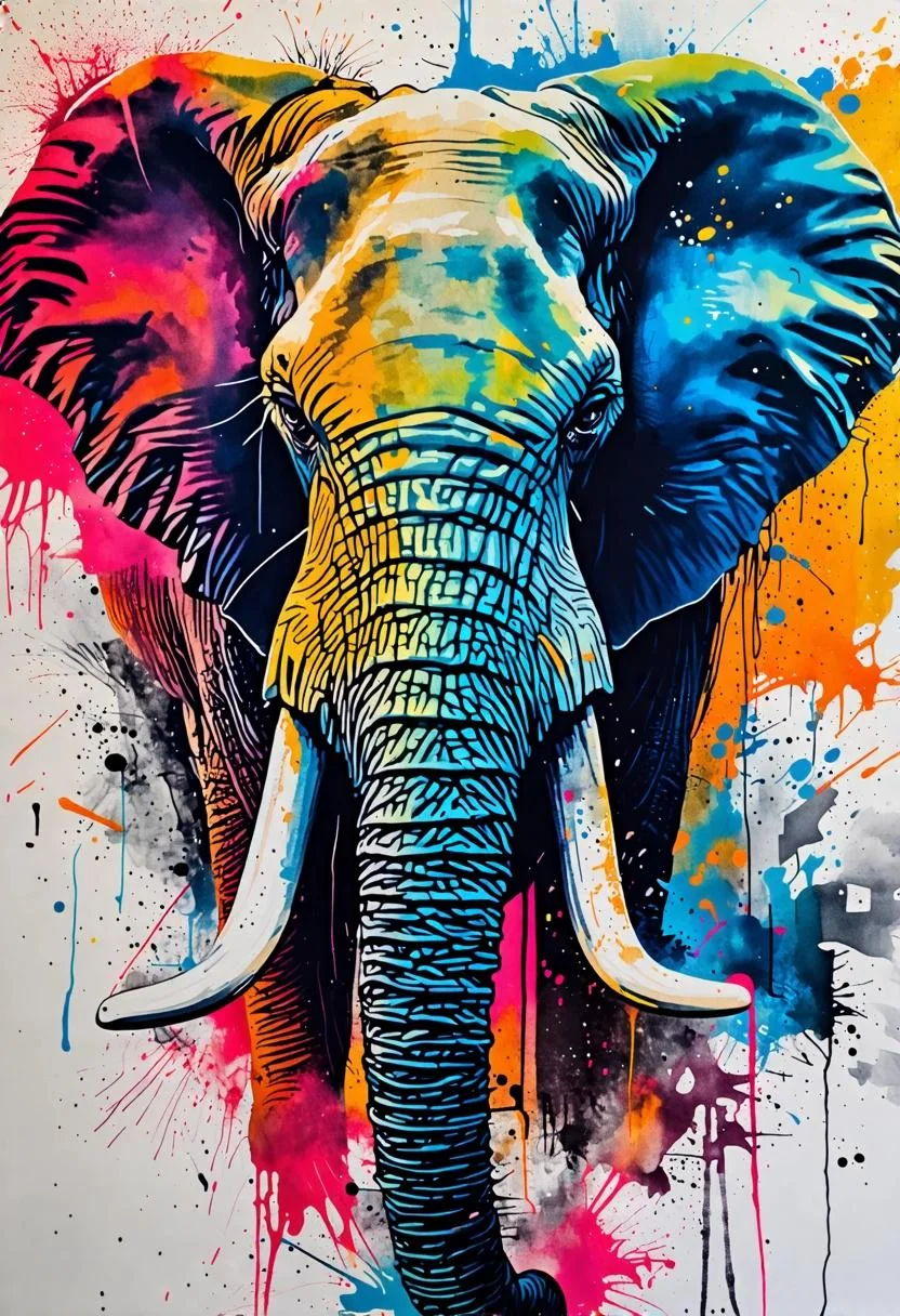 Vibrant Elephant Pop Art picture 1 of 1