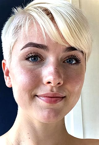 Portrait of girl with pixie cut hair'