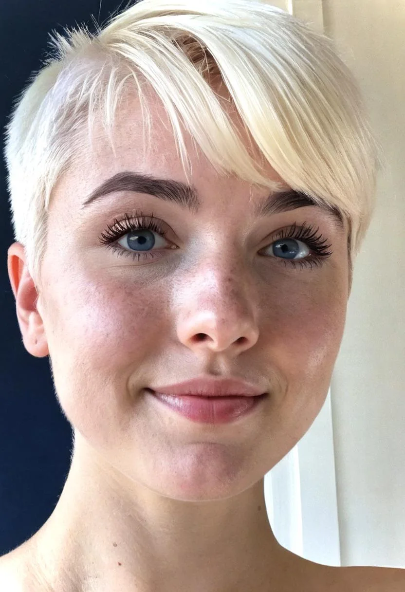 Portrait of girl with pixie cut hair picture 1 of 1