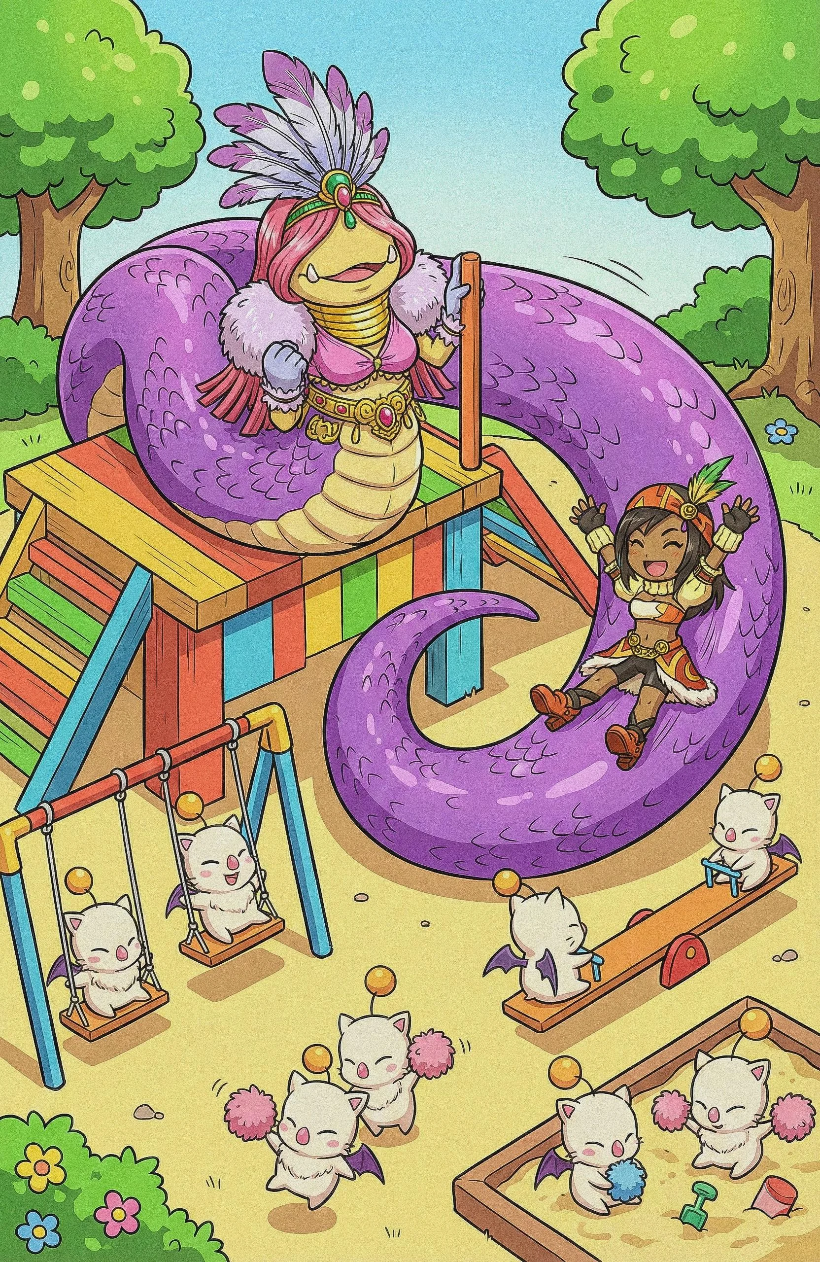 FF9 - A day at the playground (Lamia, Lani, Moogles) picture 1 of 1