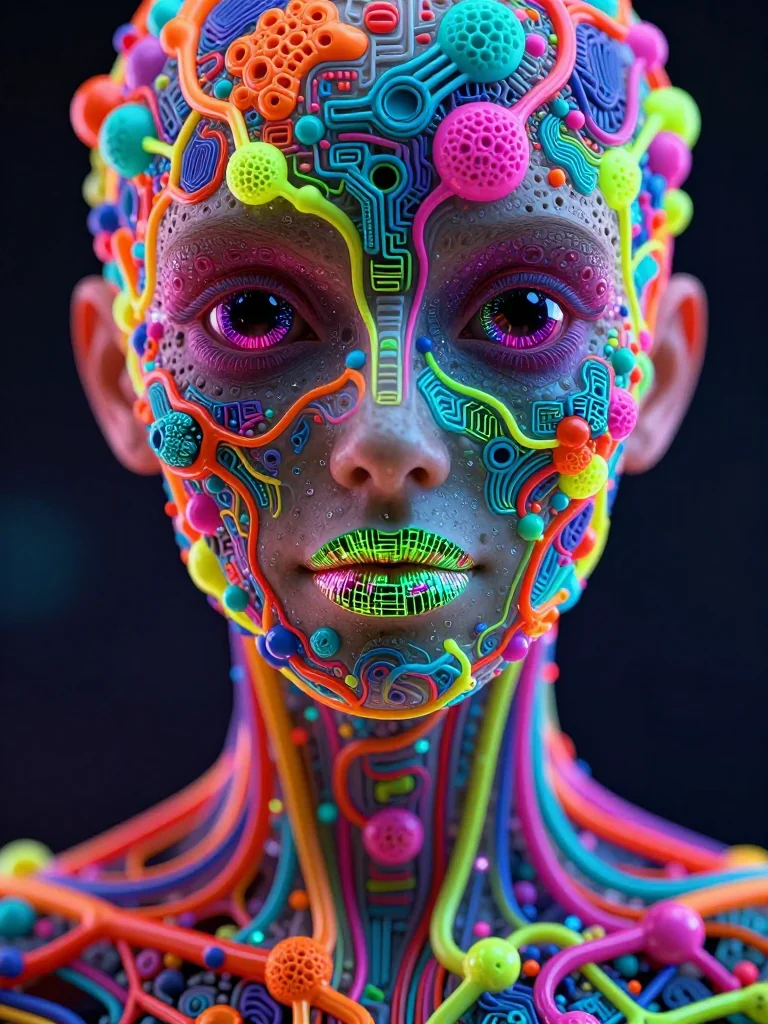 Neon mosaic on gray flesh picture 1 of 1