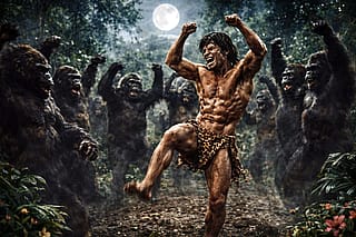 Every time Goro (the Moon) became fat in the sky, the Jungle Lord and his Tribe would partake of the special herbs and dance till Kudu (the Sun) climbed out of the horizon.'