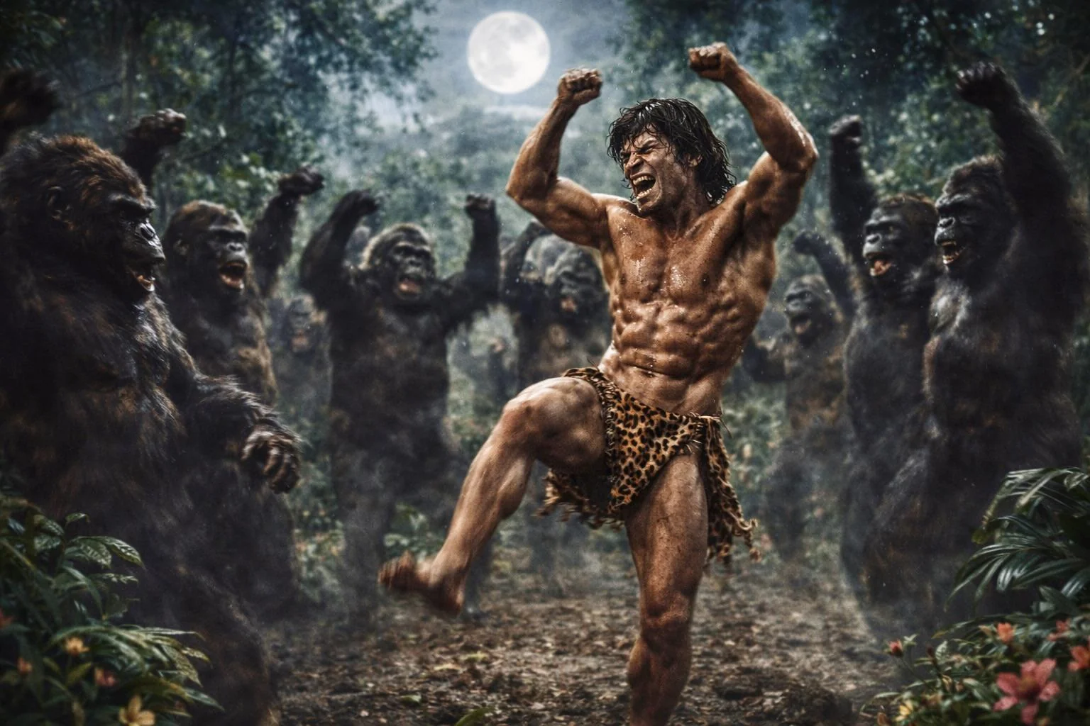 Every time Goro (the Moon) became fat in the sky, the Jungle Lord and his Tribe would partake of the special herbs and dance till Kudu (the Sun) climbed out of the horizon. picture 1 of 1