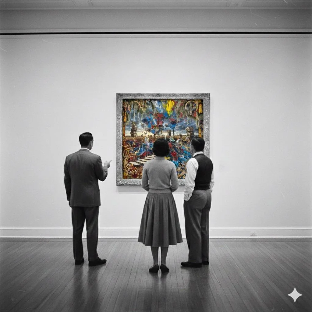 I used Gemini to 'collapse' a 1980s house prompt into a 1950s surrealist painting. picture 2 of 10