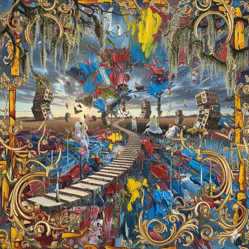 I used Gemini to 'collapse' a 1980s house prompt into a 1950s surrealist painting. picture 8 of 10