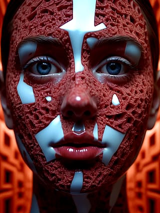 Red veil over blue eyes'