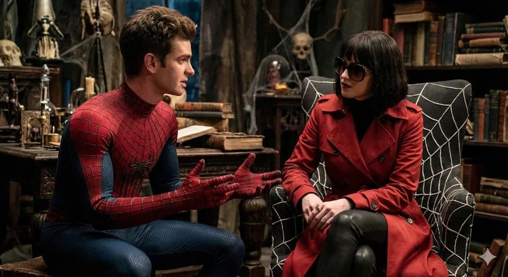 I could see this working. Spiderman meeting Madam Webb. picture 1 of 1