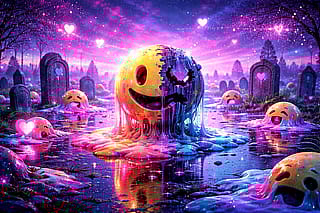 Neon Graveyard – experimenting with emotion-driven glitch worldbuilding'