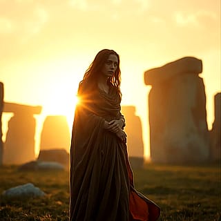 Neolithic woman at Stonehenge'