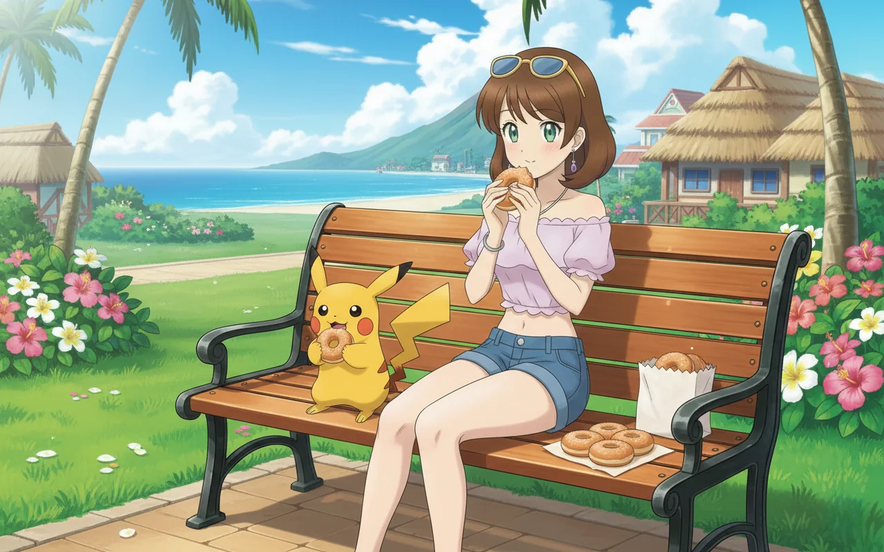 Skye Eating Donuts With Her Pikachu picture 1 of 1