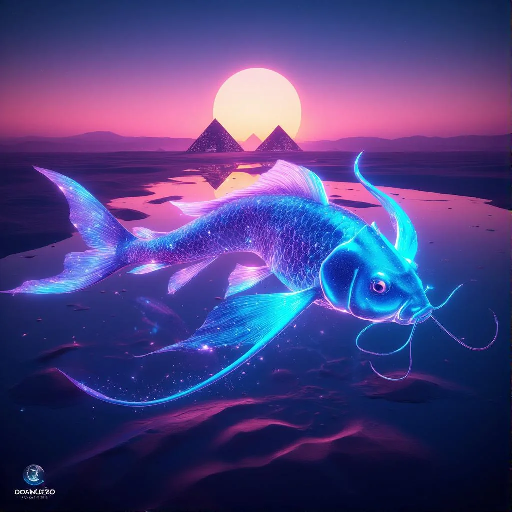 A Majestic Koi Beneath the Crescent Moon picture 1 of 4