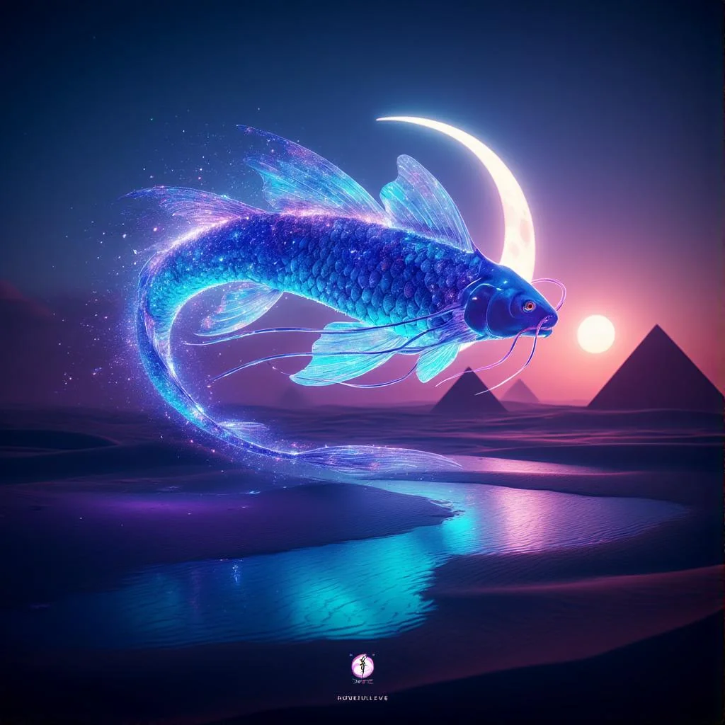 A Majestic Koi Beneath the Crescent Moon picture 2 of 4