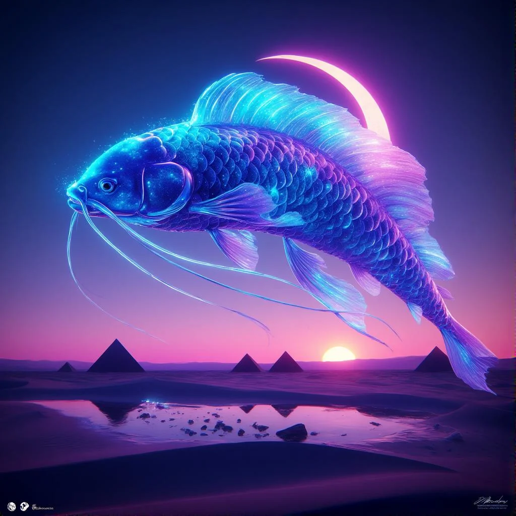 A Majestic Koi Beneath the Crescent Moon picture 3 of 4