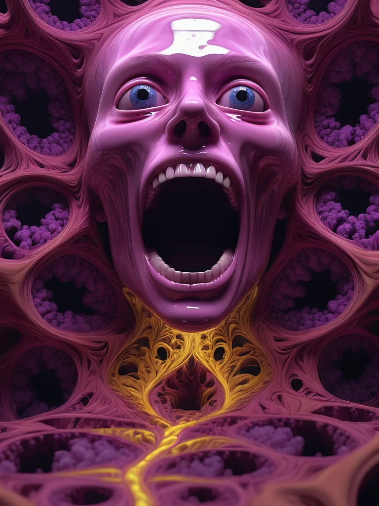 Pink skull, vein‑lit voice, purple dream picture 1 of 1