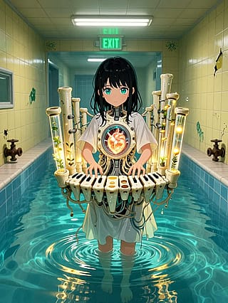 Silken shadows in liquid silence'