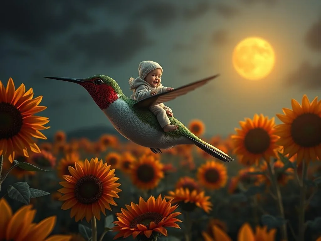 Baby on back of hummingbird picture 1 of 1