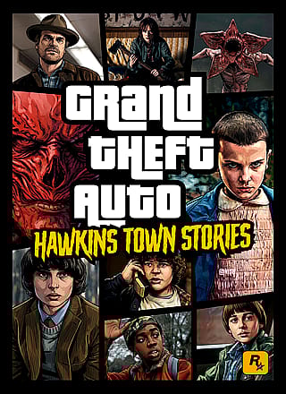 I made a Gta-styled poster of Stranger Things with Gemini'