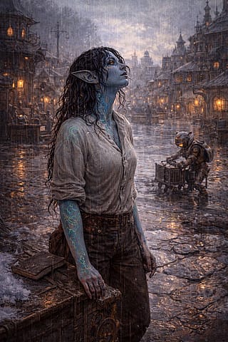 Feeling the rain on her skin'