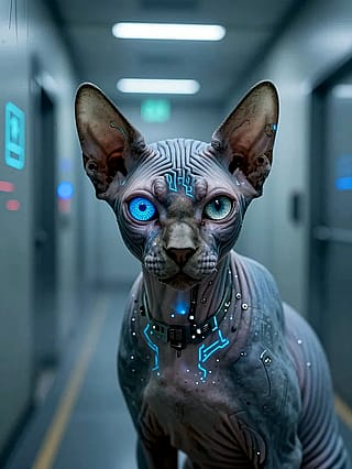 Chromed whiskers flicker beneath the locker starlight'