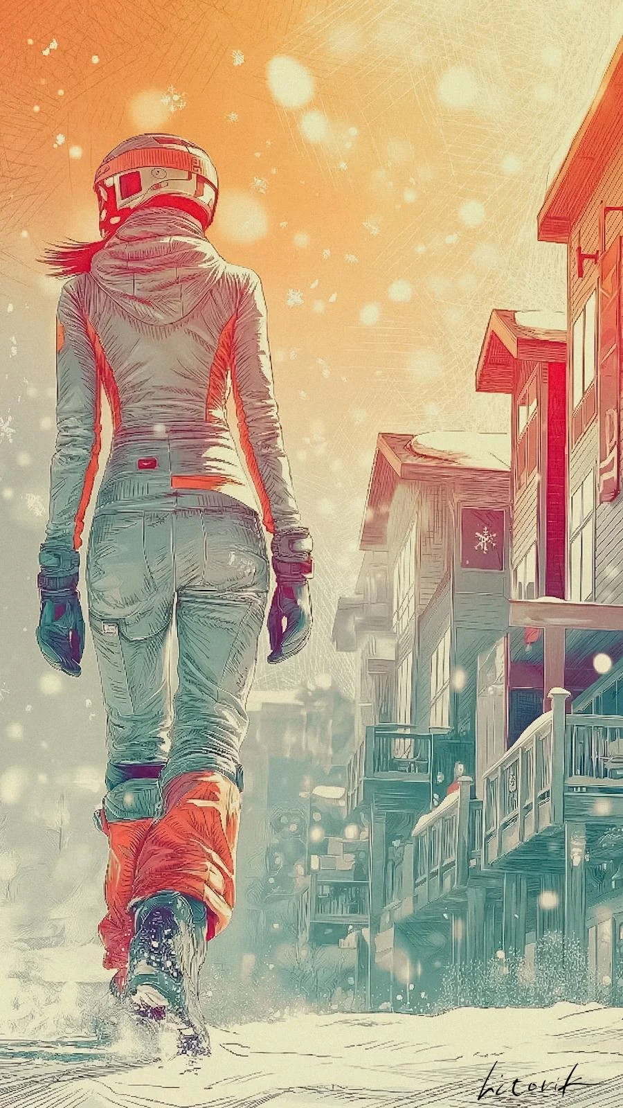 Snowy Road in Sunset Hues / Phone Wallpaper Archives picture 1 of 1