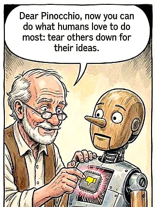 Wise Geppetto prepares his son for social media.'