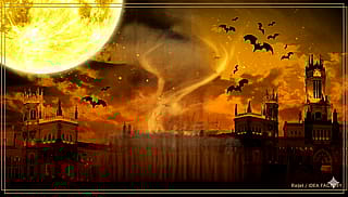 Mysterious Gothic castle under the yellow moonlight 🌕'