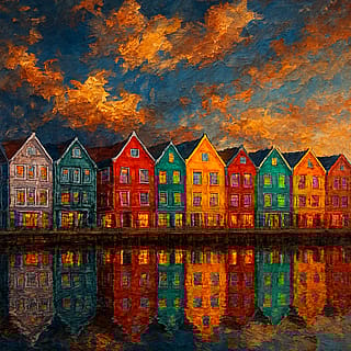 Evening Glow Over the Waterfront'