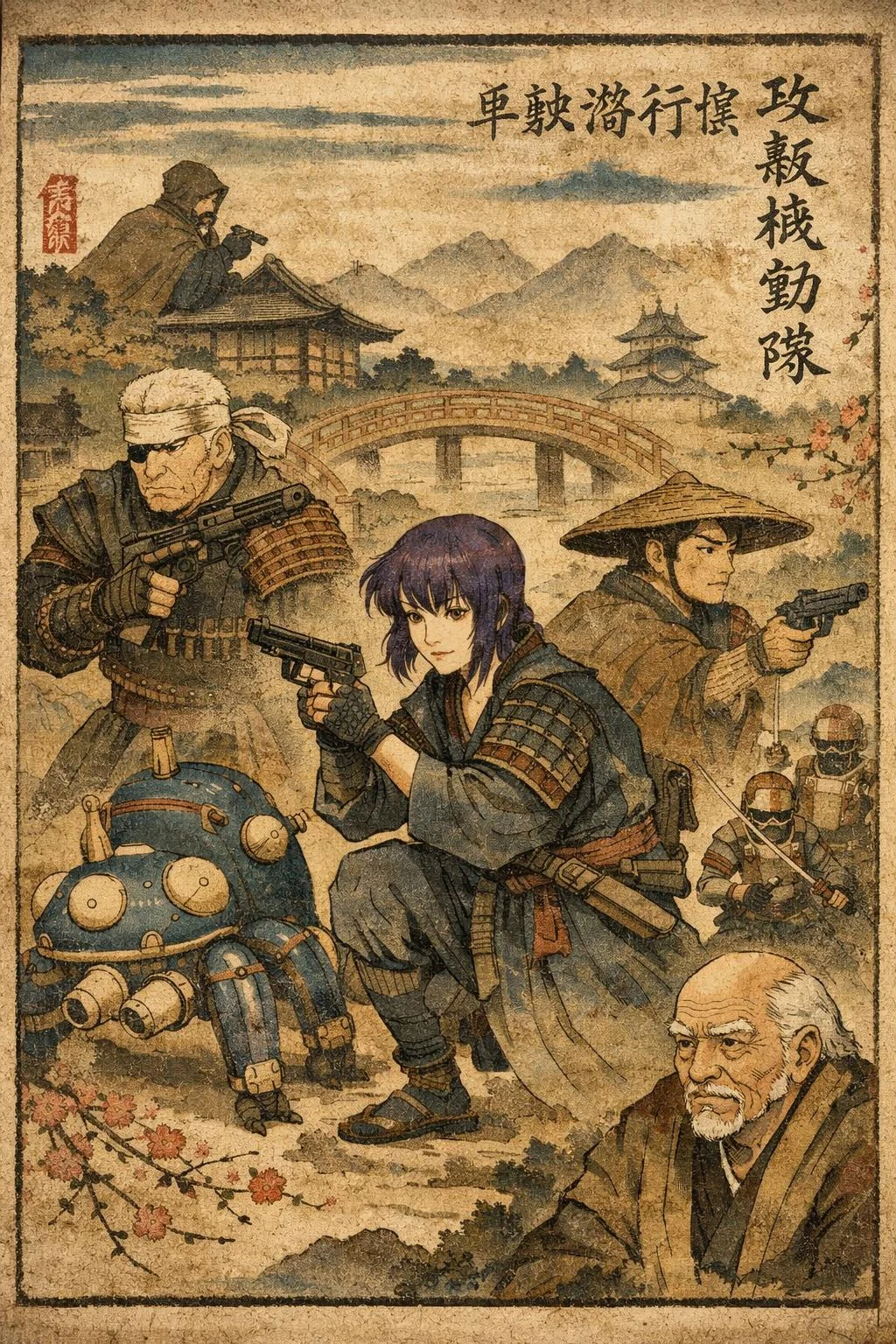 Ghost in the Shell Standalone Complex as a authentic Edo period painting picture 1 of 1
