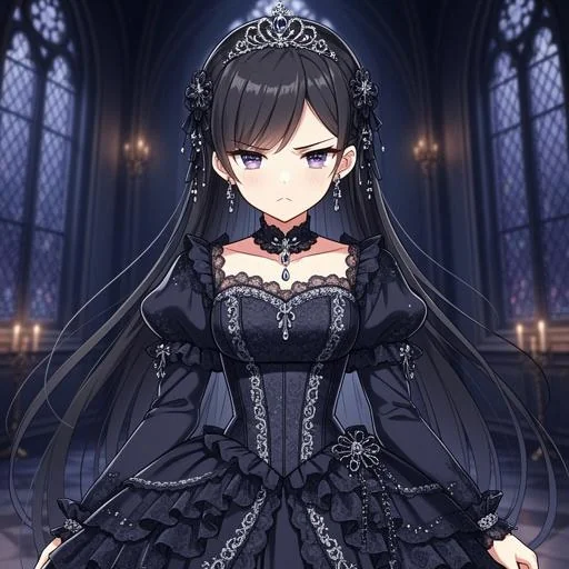 An Irritated Princess in a Fancy Black Dress picture 1 of 1