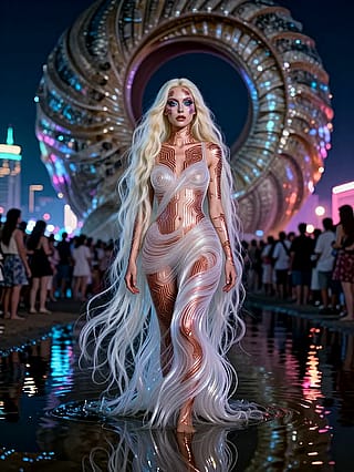 Silver mirror, water whispers, sculpted circles'