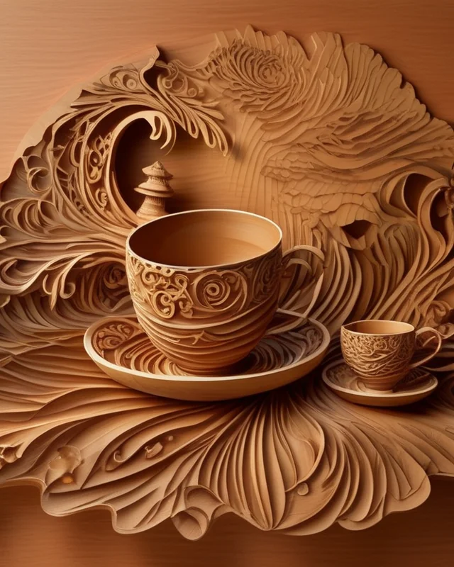 Swirly woodcut cups made on StarryAI picture 2 of 3