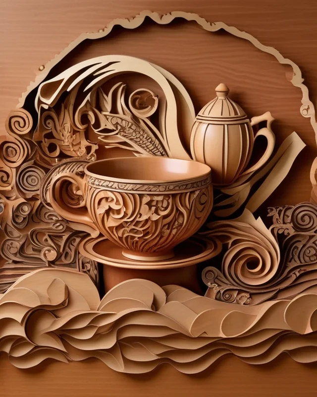 Swirly woodcut cups made on StarryAI picture 3 of 3