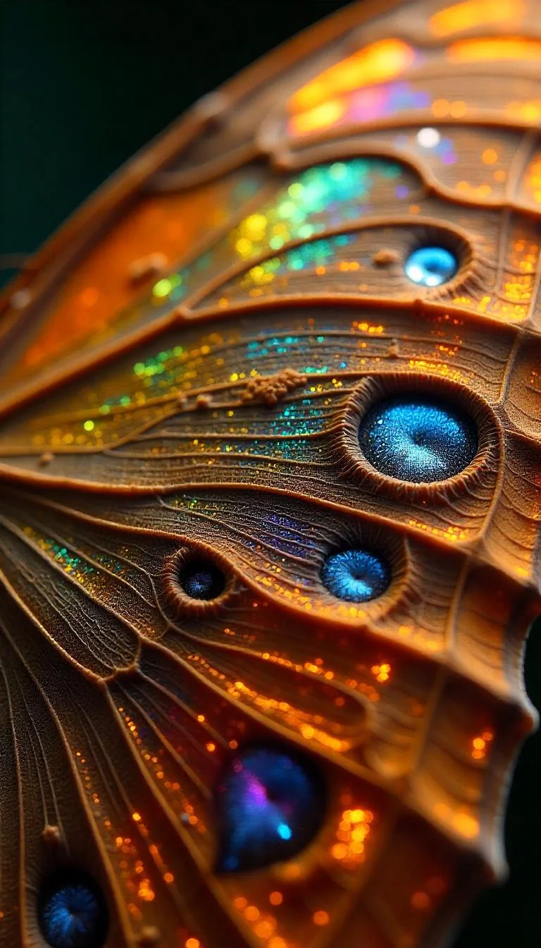 A close-up photograph of a butterfly's wing. picture 1 of 1