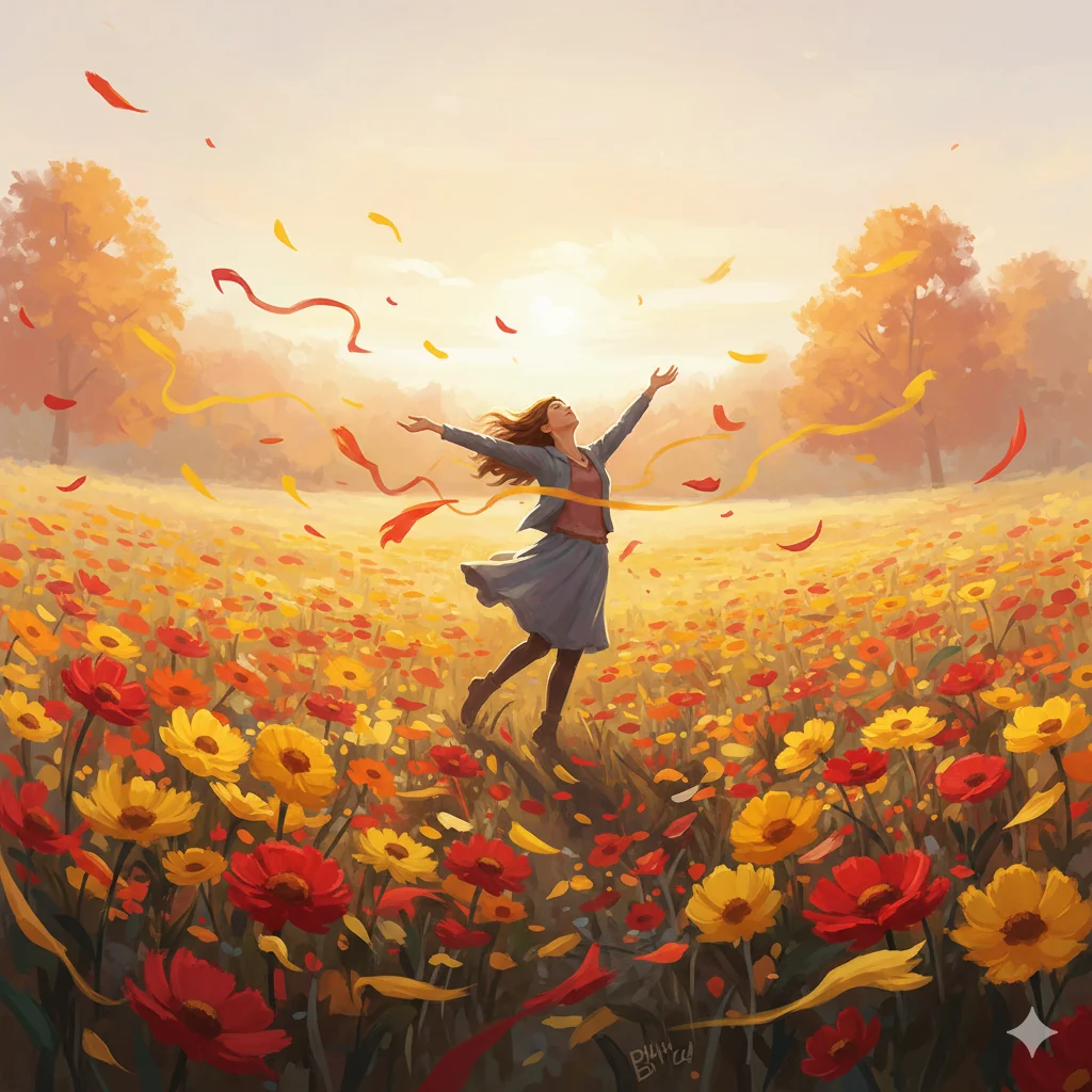 Where autumn flowers untie their streamers, may I frolic openly without fear. picture 1 of 2