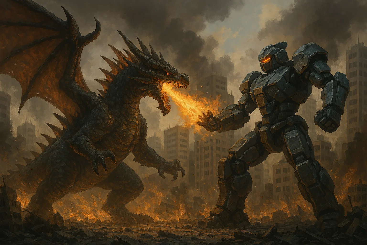 Copilot made a kaiju battle scene picture 1 of 1