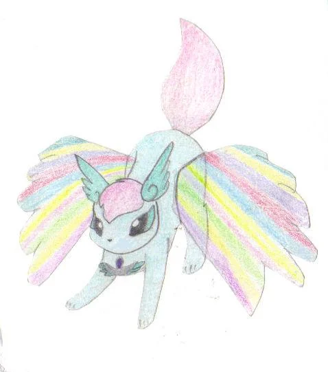 This is my Fakemon, Auroreon. I drew the original pic like 15 years ago. I asked AI to create a more fleshed-out version picture 2 of 2
