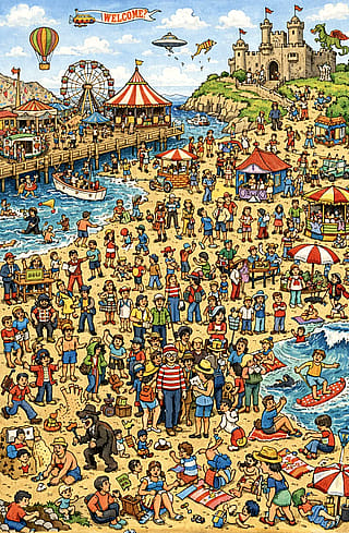 asked ai to make a wheres waldo'