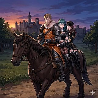 Fire Emblem Three Houses Byleth Dorothea and Jeralt art'