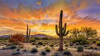 Desert watercolor simulation'