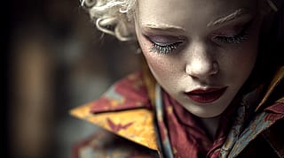 The Thinking Woman Wearing Colorful Silk Clothes'